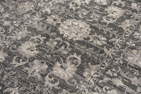 8' X 10' Gray Taupe Dark Gray Tan Ivory And Black Oriental Area Rug
