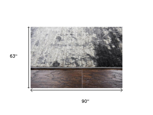 5' X 8' Beige Taupe Tan Gray And Dark Gray Abstract Area Rug