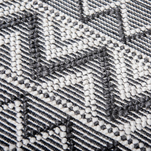 8' X 10' Gray Black And Ivory Chevron Hand Woven Area Rug With UV Protection