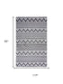 8' X 10' Gray Black And Ivory Chevron Hand Woven Area Rug With UV Protection