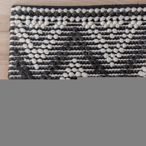 9' X 12' Gray Black And Ivory Chevron Hand Woven Area Rug With UV Protection