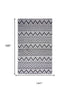 9' X 12' Gray Black And Ivory Chevron Hand Woven Area Rug With UV Protection