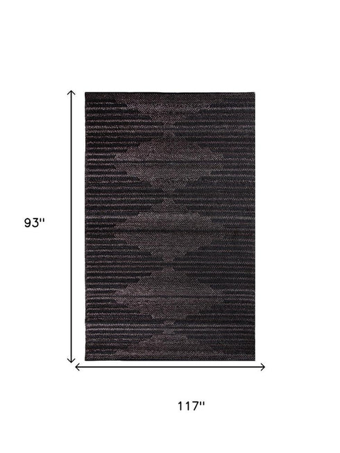 8' X 10' Charcoal And Gray Geometric Hand Woven Area Rug With UV Protection