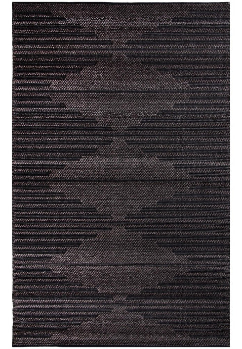 9' X 12' Charcoal And Gray Geometric Hand Woven Area Rug With UV Protection