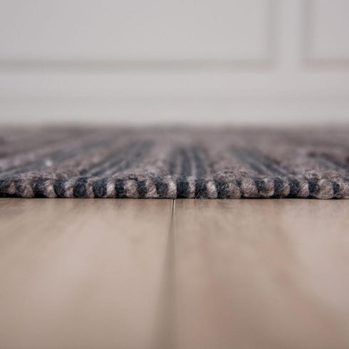 9' X 12' Charcoal And Gray Geometric Hand Woven Area Rug With UV Protection