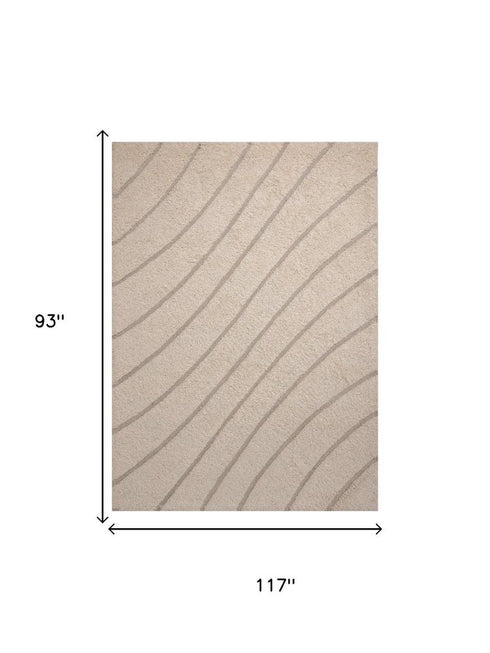 8' X 10' Cream And Beige Wool Abstract Hand Tufted Area Rug
