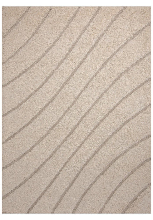 9' X 12' Cream And Beige Wool Abstract Hand Tufted Area Rug
