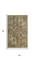 5' X 8' Beige Brown Ivory And Green Wool Oriental Hand Carved Handmade Area Rug