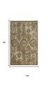 8' X 10' Beige Brown Ivory And Green Wool Oriental Hand Carved Handmade Area Rug