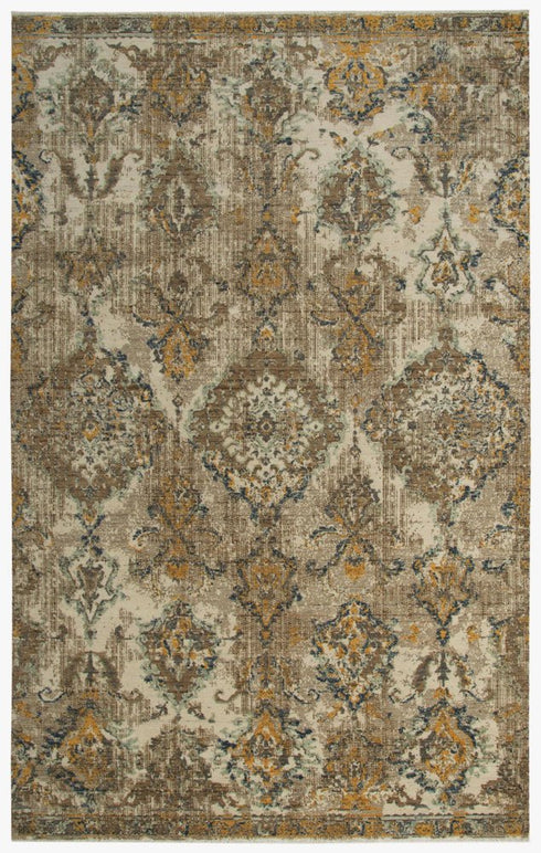 9' X 12' Beige Brown Ivory And Green Wool Oriental Hand Carved Handmade Area Rug