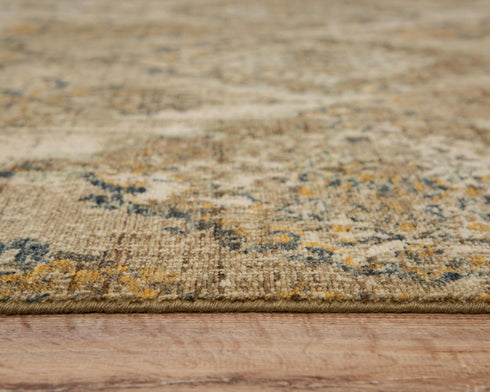 9' X 12' Beige Brown Ivory And Green Wool Oriental Hand Carved Handmade Area Rug