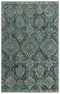 8' X 10' Blue Beige And Ivory Wool Oriental Hand Carved Handmade Area Rug