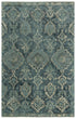8' X 10' Blue Beige And Ivory Wool Oriental Hand Carved Handmade Area Rug