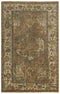 8' X 10' Brown Beige Ivory And Green Wool Oriental Hand Carved Handmade Area Rug