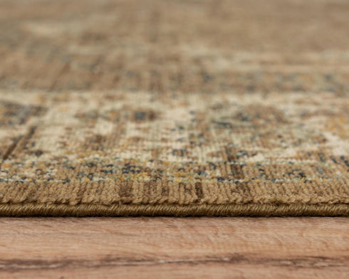 8' X 10' Brown Beige Ivory And Green Wool Oriental Hand Carved Handmade Area Rug