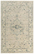 8' X 10' Beige Green Ivory And Blue Wool Medallion Hand Carved Handmade Area Rug