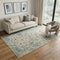 5' X 8' Beige Blue And Ivory Wool Oriental Hand Carved Handmade Area Rug