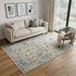 5' X 8' Beige Blue And Ivory Wool Oriental Hand Carved Handmade Area Rug