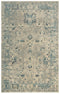 8' X 10' Beige Blue And Ivory Wool Oriental Hand Carved Handmade Area Rug