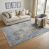 5' X 8' Beige Gray And Blue Wool Oriental Hand Carved Handmade Area Rug