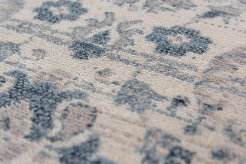 8' X 10' Beige Gray And Blue Wool Oriental Hand Carved Handmade Area Rug