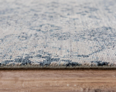 8' X 10' Beige Gray And Blue Wool Oriental Hand Carved Handmade Area Rug