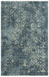 5' X 8' Blue Gray And Ivory Wool Oriental Hand Carved Handmade Area Rug