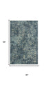 5' X 8' Blue Gray And Ivory Wool Oriental Hand Carved Handmade Area Rug