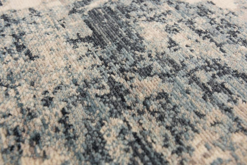 8' X 10' Blue Gray And Ivory Wool Abstract Hand Carved Handmade Area Rug