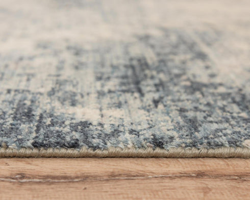 8' X 10' Blue Gray And Ivory Wool Abstract Hand Carved Handmade Area Rug