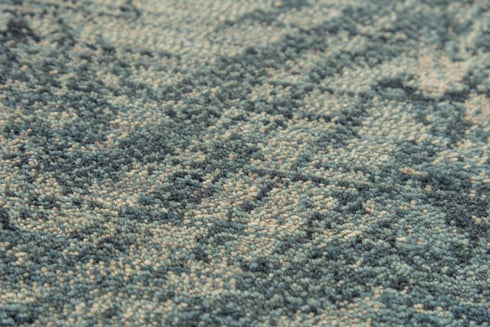 5' X 8' Blue Gray And Ivory Wool Abstract Hand Carved Handmade Area Rug