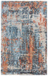 5' X 8' Blue Apricot And Ivory New Zealand Lambs Wool Abstract Hand Carved Handmade Area Rug