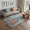 5' X 8' Blue Apricot And Ivory New Zealand Lambs Wool Abstract Hand Carved Handmade Area Rug