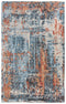 8' X 10' Blue Apricot And Ivory New Zealand Lambs Wool Abstract Hand Carved Handmade Area Rug