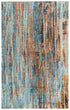 5' X 8' Blue And Apricot New Zealand Lambs Wool Abstract Hand Carved Handmade Area Rug