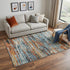 5' X 8' Blue And Apricot New Zealand Lambs Wool Abstract Hand Carved Handmade Area Rug
