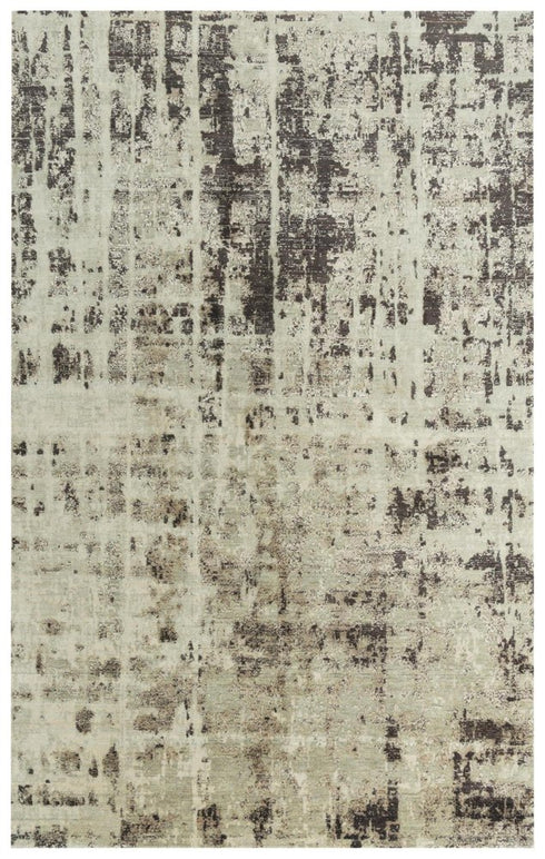 8' X 10' Green Brown And Beige New Zealand Lambs Wool Abstract Hand Carved Handmade Area Rug