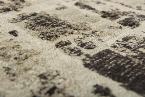 9' X 12' Green Brown And Beige New Zealand Lambs Wool Abstract Hand Carved Handmade Area Rug