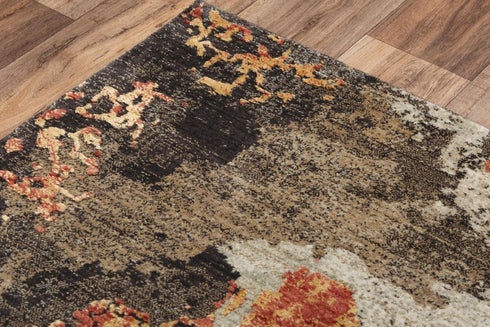 9' X 12' Brown Copper And Beige New Zealand Lambs Wool Abstract Hand Carved Handmade Area Rug