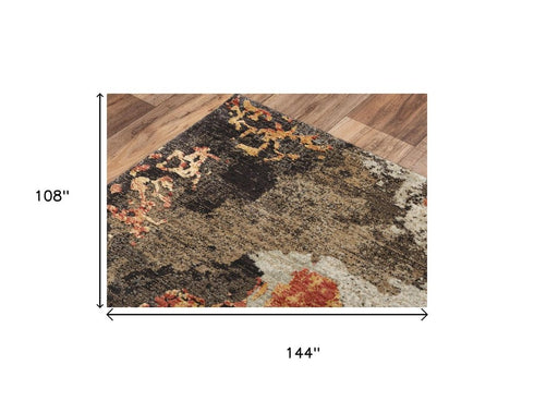 9' X 12' Brown Copper And Beige New Zealand Lambs Wool Abstract Hand Carved Handmade Area Rug