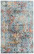 5' X 8' Blue Copper And Beige New Zealand Lambs Wool Abstract Hand Carved Handmade Area Rug