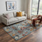5' X 8' Blue Copper And Beige New Zealand Lambs Wool Abstract Hand Carved Handmade Area Rug