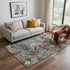5' X 8' Blue Copper And Beige New Zealand Lambs Wool Abstract Hand Carved Handmade Area Rug