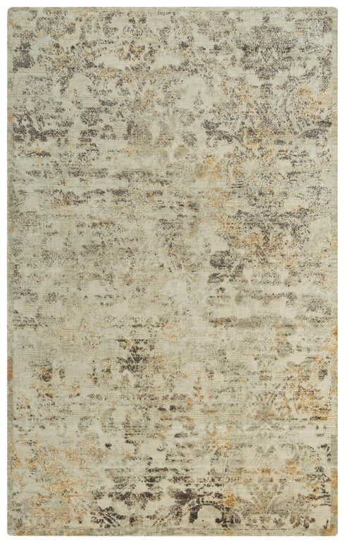5' X 8' Beige Copper And Brown New Zealand Lambs Wool Abstract Hand Carved Handmade Area Rug