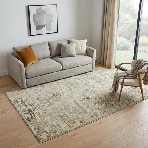 5' X 8' Beige Copper And Brown New Zealand Lambs Wool Abstract Hand Carved Handmade Area Rug