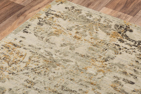 8' X 10' Beige Copper And Brown New Zealand Lambs Wool Abstract Hand Carved Handmade Area Rug