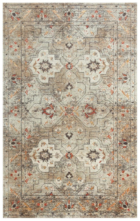 5' X 8' Green Beige And Apricot New Zealand Lambs Wool Oriental Hand Carved Handmade Area Rug