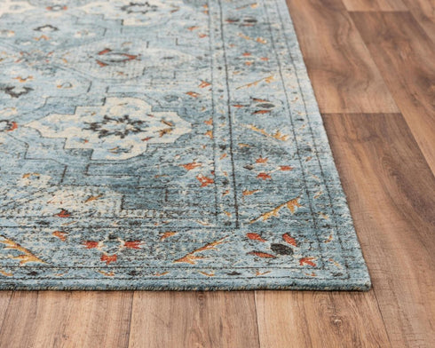 8' X 10' Blue Beige And Apricot New Zealand Lambs Wool Oriental Hand Carved Handmade Area Rug