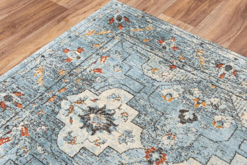 8' X 10' Blue Beige And Apricot New Zealand Lambs Wool Oriental Hand Carved Handmade Area Rug