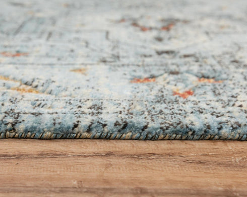 8' X 10' Blue Beige And Apricot New Zealand Lambs Wool Oriental Hand Carved Handmade Area Rug